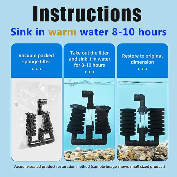 AQUANEAT 1 Pack Double Bio Sponge Filter, for Fry, Betta, Shrimp, Nano, Aquarium Fish Tank
