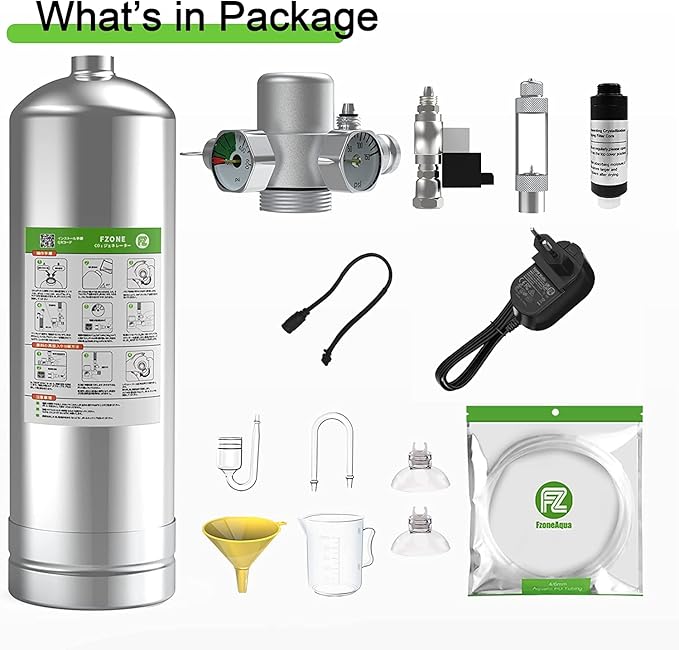FZONE 5.5L Aquarium CO2 Generator System Carbon Dioxide Reactor Kit with Regulator and Needle Valve for 600-800g Raw Material