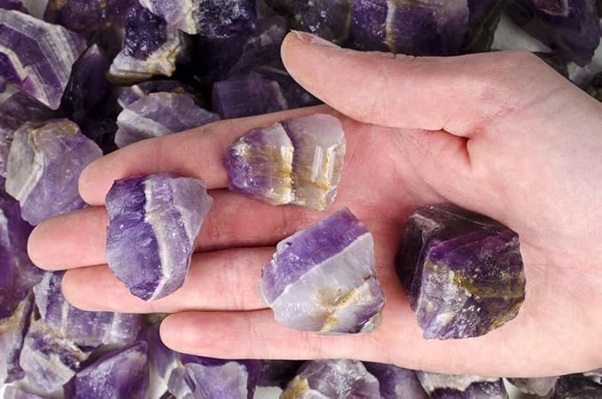 Fantasia Materials: 5 lbs Banded Chevron Amethyst Rough Stones from India