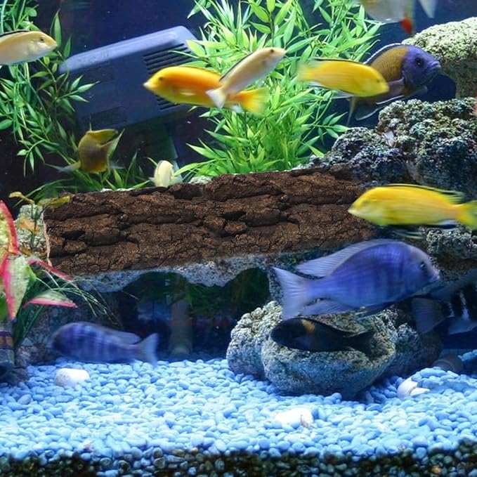 POPETPOP 3 Pcs Natural Bark Aquarium Decor 7.87X4.13X0.59In Reptile Tank Background for Terrarium Gecko Tortoise Snake Habitat Wall Ornament