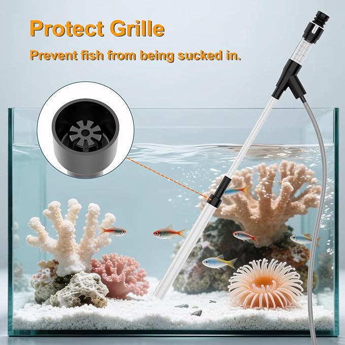 Carefree Fish Aquarium Siphon Gravel Cleaner 6Ft Hose Tank Water Changer Sand Vacuum Multifunctional Cleaning Tools Fish Feeding Tube Coral Feeder Pipette Upgraded Turkey Baster