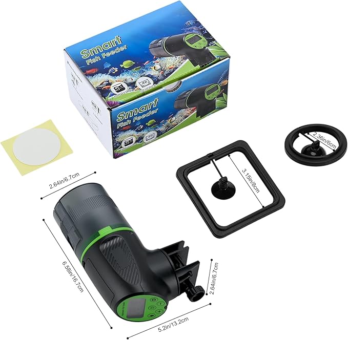 Podazz Automatic Fish Feeder, Electric Auto Timer Fish Food Dispenser with Moisture-Proof Feature, Suitable for Aquarium or Tank, Ideal for Vacation Weekend - Green
