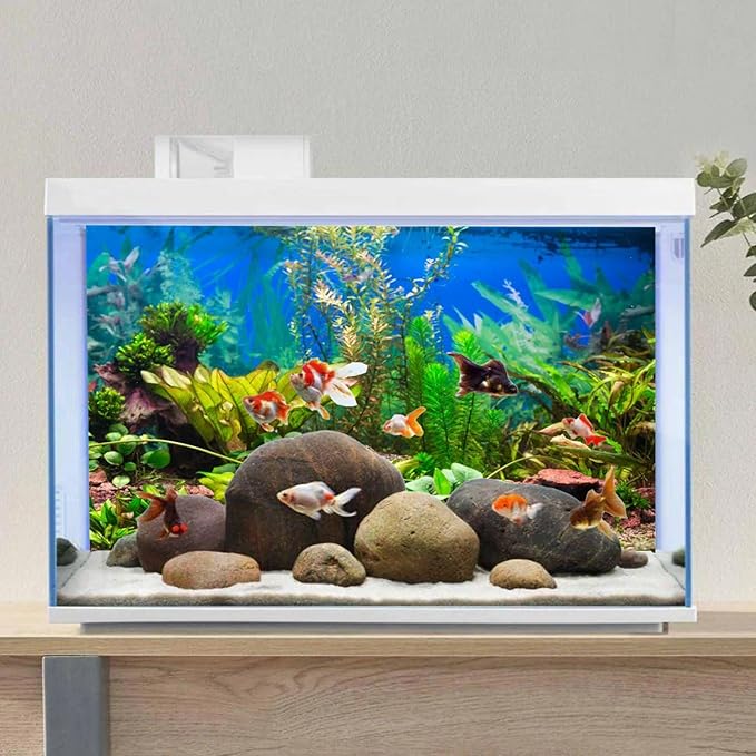 AWERT 72x24 inches Aquarium Background Aquatic Plant River Bed & Lake Fish Tank Background Vinyl