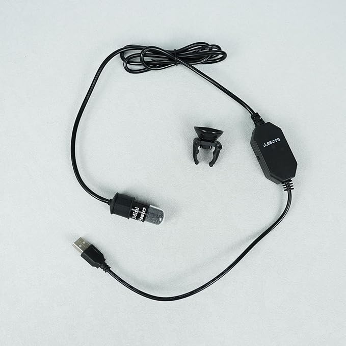 Small Aquarium Heater, USB 10W Adjustable Mini Fish Tank Heater with External Temperature Controller, Overheating Protection, Used for 0.5-1 Gallon Tank (Quartz)