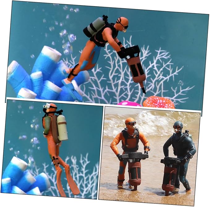 BESPORTBLE 4pcs Miniature Diver Figurines for Fish Tank Aquarium Decorations Realistic Scuba Diver Models with Sturdy Material Safe for Pets Unique Craft for Sand Table and Random Color