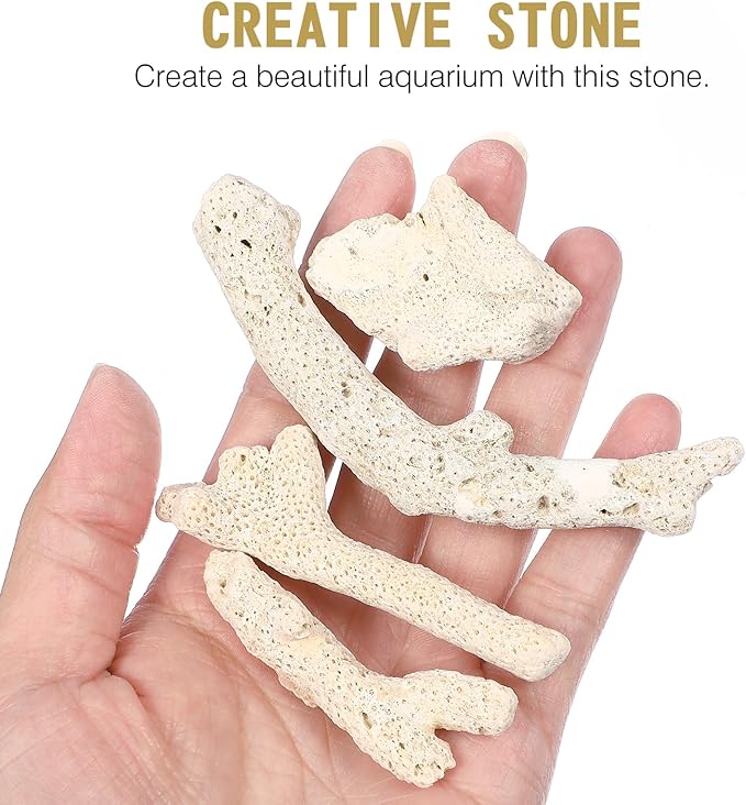 iplusmile Aquarium Coral Stone Bottom Gravel 1.77 Inch Natural Fish Tank Filtration Material Decorative Aquarium Stones for Freshwater and Marine Tanks