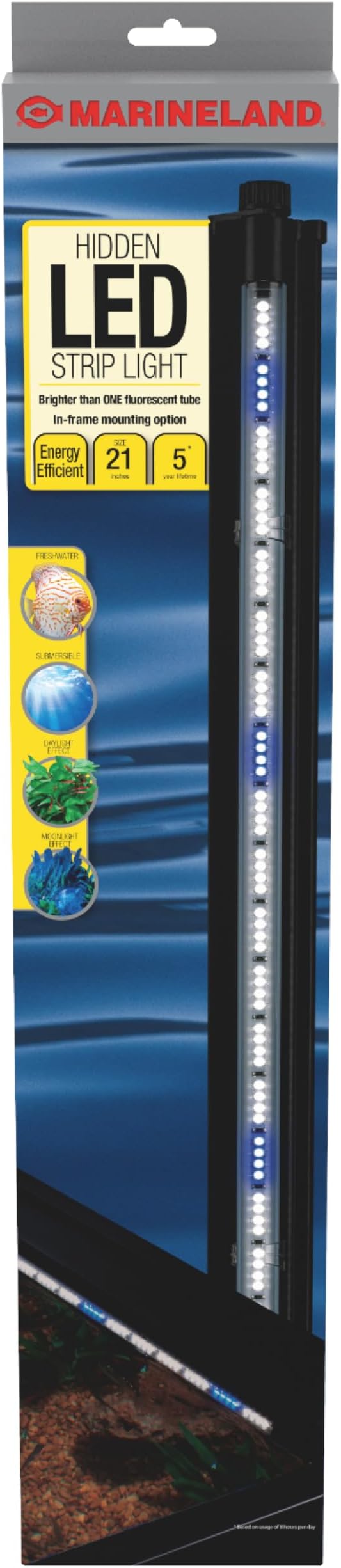 MarineLand Hidden LED Strip Light for Aquariums, White and Blue LEDs