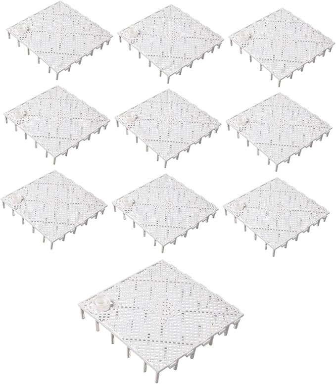 10 Pieces Aquarium Bottom, Grid Divider Tray Sand Gravel Accessories, with Connector White