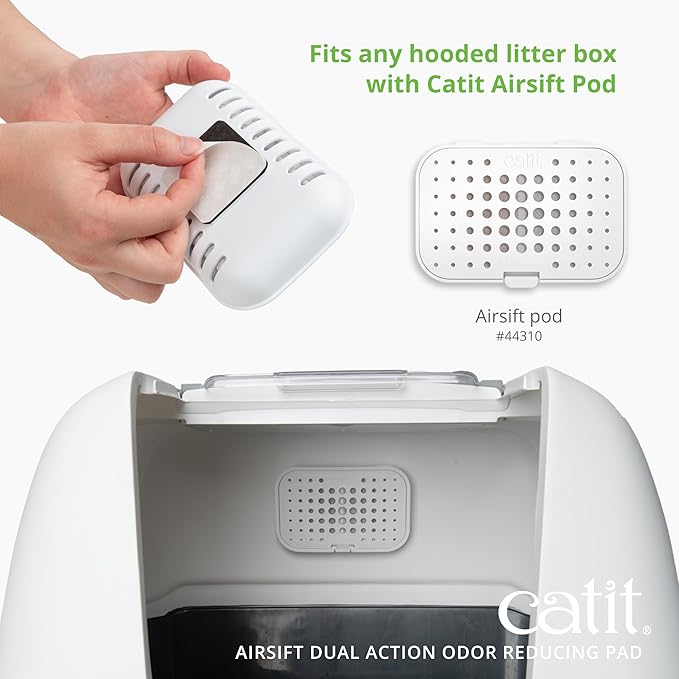 Catit Airsift Dual Action Air Purifier Pad, 2 Pack – Two Media Filter to Keep Litter Box Odors at Bay