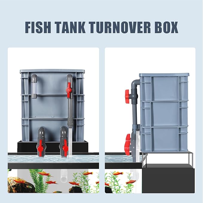 3-Layer Aquarium Filter Box with 25W Pump, Adjustable Inlet & Outlet, Includes White Blue Black Filter Pads, Fish Tank Filter for 20–75 Gallons (13 × 11.8 × 7.8 in)