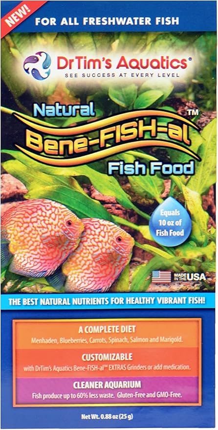 Dr. Tim’s Aquatics Bene-FISH-al Freshwater Fish Food – Healthy Diet, Grain-Free, Gluten-Free – Contains Probiotics – Promotes Healthy Corals, Aquaria – Protein-Rich, All-Natural – Single Pack