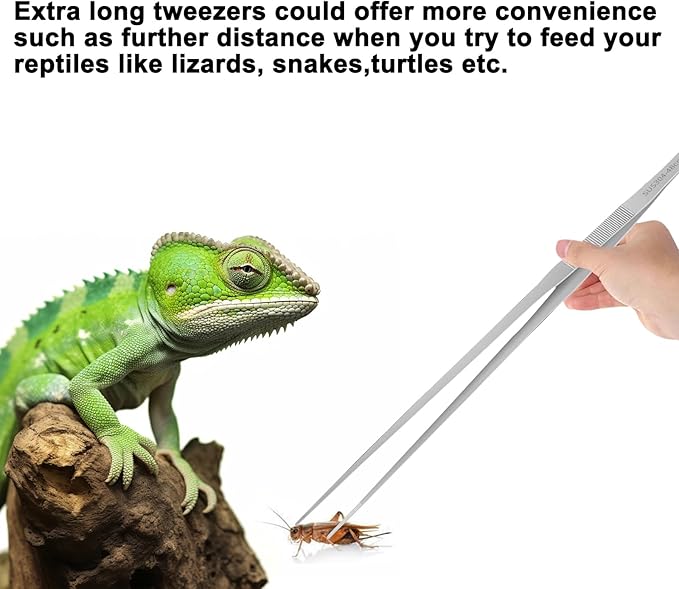 Heavy Duty Extra Long Tweezers for Fish Tank, 18.9 Inch Reptile Snake Feeding Tongs, 304 Stainless Steel Straight Tweezers Tongs for Aquarium Fish Tank Plants (Straight)