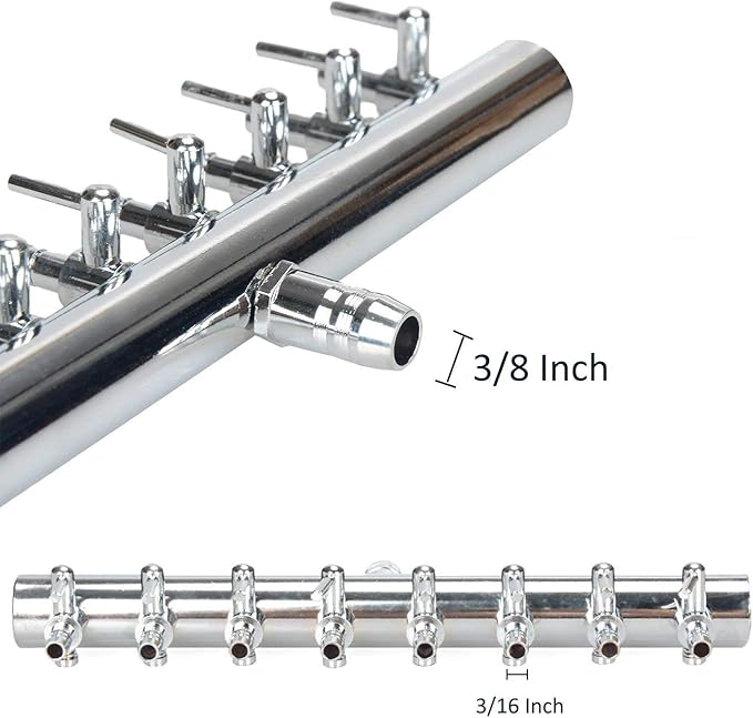 Aquarium Air Valve 8 Way Inline Manifold Air Flow Pump Tubing Splitter Lever Control Valve Fit for Aquarium, Fish Tank