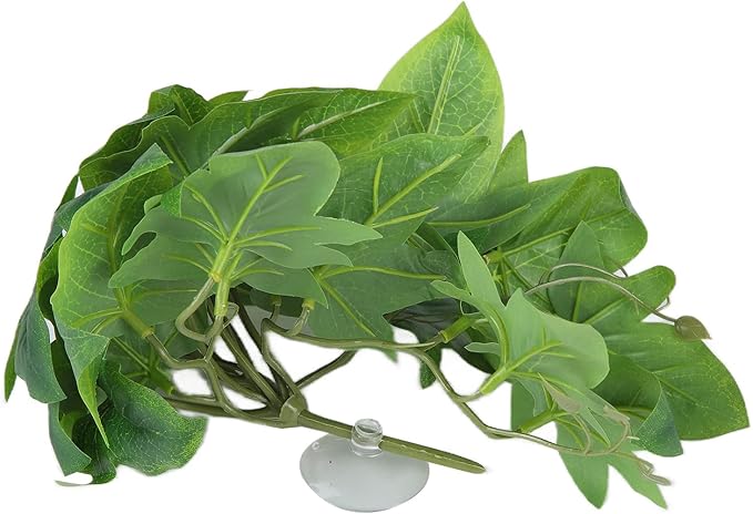 2PCS Artificial Water Plant,Simulation Vine,Lifelike Plastic Leaves Decoration with Suction Cup,Plastic Plant Aquatic Water Grass Decor for Fish Tank (Sweet Potato Leaves)