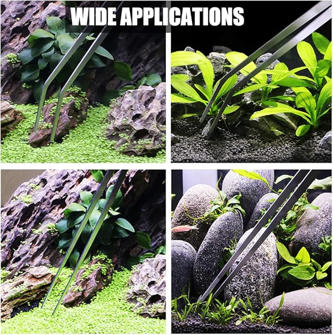 Utoolmart Aquarium Plant Tweezer, Stainless Steel Curved Tweezer, Aquarium Tweezers Extra Long 27cm, for Fish Tank Plant Aquascape Tools, Feeding Tongs, 1 Pcs