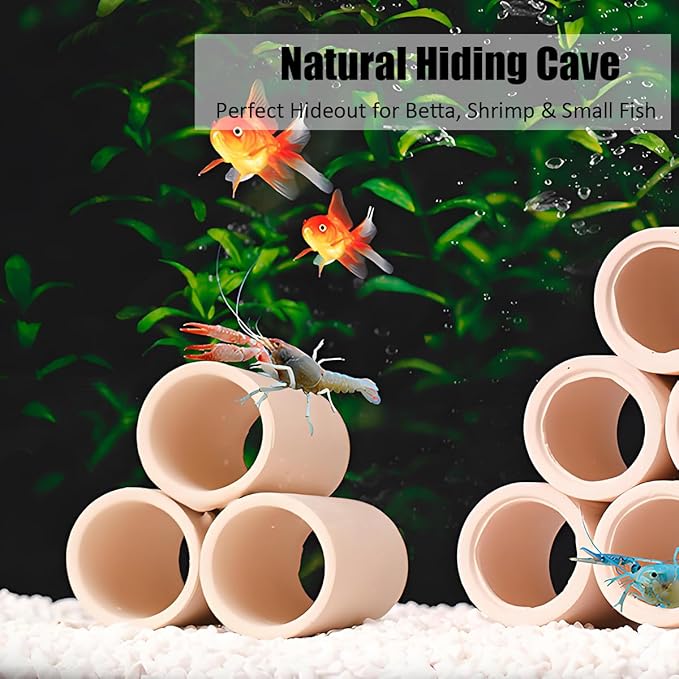 Aquarium Decorations Cave – Resin Fish Tank Ornament Barrel Hideout for Betta, Shrimp & Small Fish, Rock Cave Shelter Breeding & Hiding Decor Broken Barrel Aquarium Decoration (Hiding Tube)
