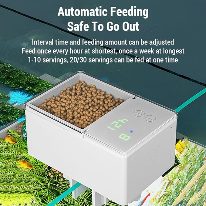 Automatic Fish Feeder with Timing and Digital Display 150mL/500mL Portable Food Dispenser for Aquarium Fish Tanks Fish Feeder for Traveling