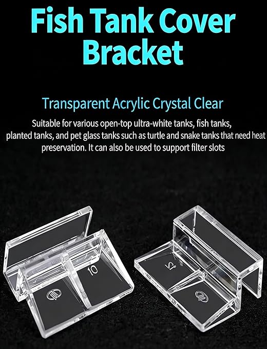 Aquarium Lid Clips Acrylic Bracket for Rimless Aquarium – Secure Glass Cover Support for Fish Tank Lid(5mm,6pcs)