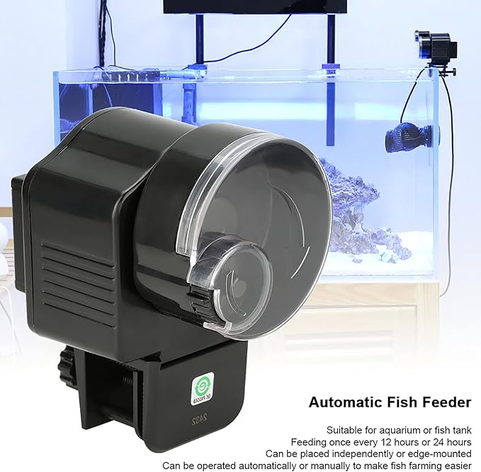 Plplaaoo Automatic Fish Feeder for Aquarium | Battery Operated Automatic Fish Feeder with Adjustable Portion Control | Auto Vacation Timer Fishs Feeders for Flake,Pellet & Strip(Not Include Batterie)
