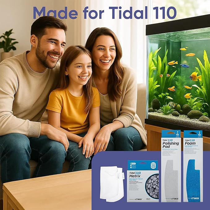 Tidal 110 Filter Maintenance and Replacement Filter Media Kit, Including Gokul Brands Aquarium Filter Media Bags (Tidal 110 Polishing Pads, Foam Filter Sponge, Matrix bio Media)