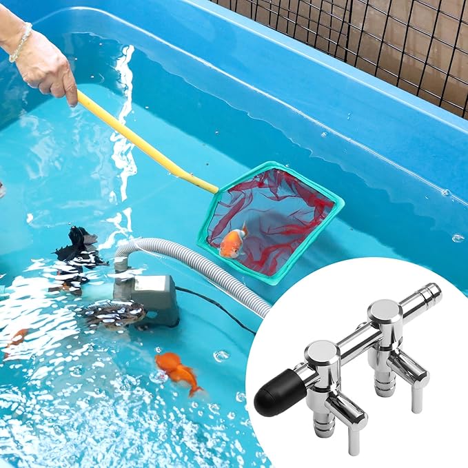 3 Pack 2-Way Aquarium Stainless Steel Air Flow Control Lever Valve with Airline Tubing Connector for Air Pumps Fish Tank Multi-Port Distributor Splitter