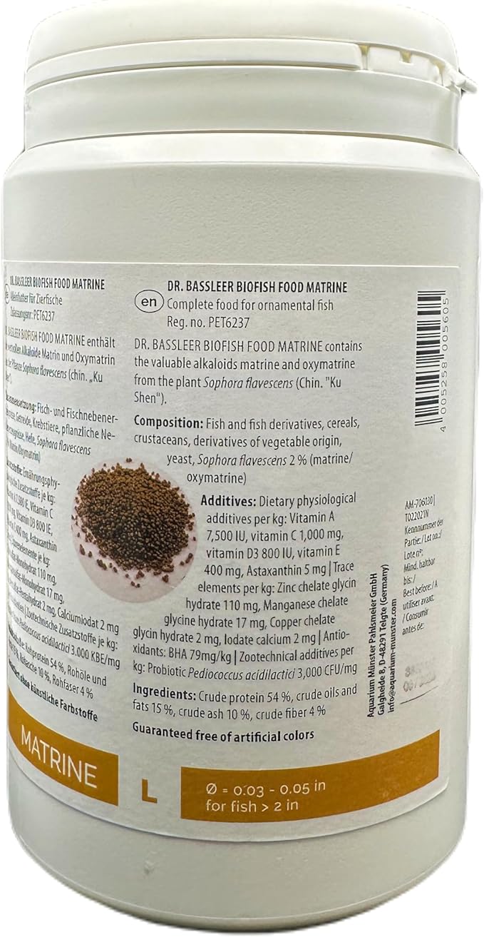 Bassleer Matrine Fish Food (Lrg, 600g)