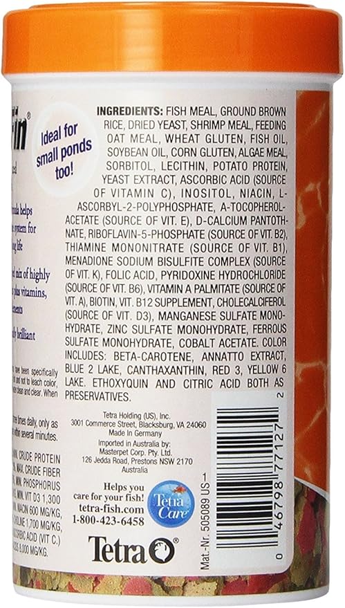 Tetra TetraFin Goldfish Flakes Food with ProCare, 4.4 oz