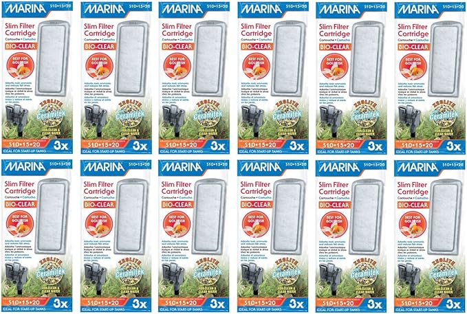 Hagen Marina Slim Filter Zeolite Plus Ceramic Cartridge for Aquarium, 3 count (12 Pack)