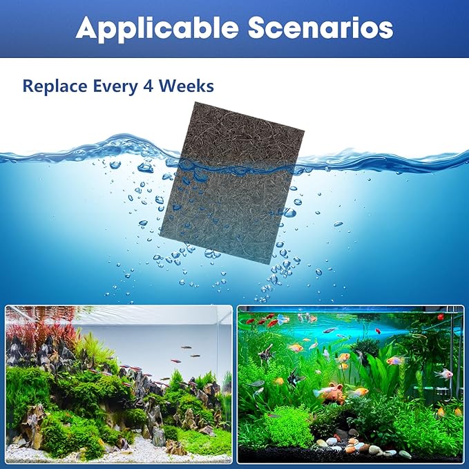 ENLOY Large Aquarium EcoRenew Filter Cartridges Replacement for Universal Aquarium Filter 50-90 Gallon, Fish Tank Filter with Activated Carbon, Fits Freshwater and Saltwater Aquariums, 12 Pack