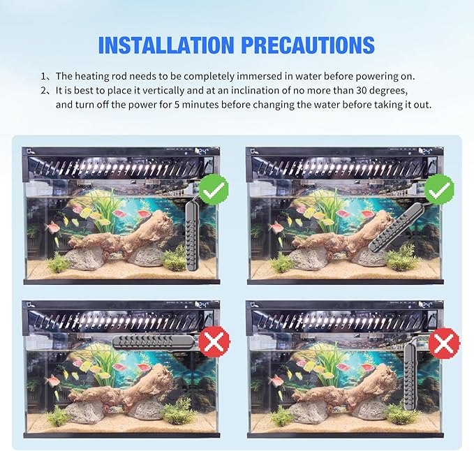 500W Submersible Fish Tank Heater for 70-120 Gallon with Auto Shut-Off When Leaving Water—Aquarium Heater, Dry-Burn & Overheat Protection, Smart LED Display, Freshwater Saltwater bigTank