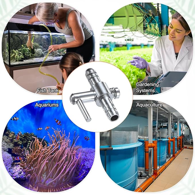 M METERXITY 4PCS Aquarium Air Valve, 1/5" ID Bright Silver Straight Way Fish Tank Air Flow Control Lever Pump Copper Nickel Plated Airline Valve for Air Pump/Air Transfer System