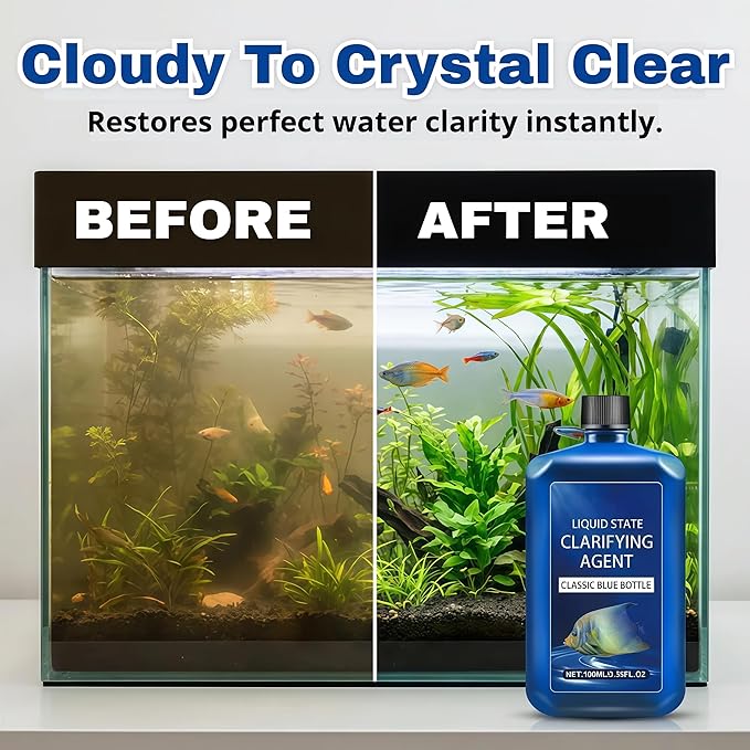2026 New Fast-Acting Aquarium Water Clarifier, Water Clarifier for Fish Tank, Clears Cloudy Water & Maintains Clear Results, Powerful Fish Tank Water-Purification, for Freshwater (1 Pcs)