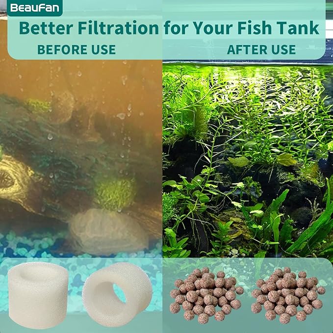 Filtration Tank Filter Replacement for Atlantis Aqua Aqua-55 20 Gallon Fish Tank Filter up to 55 Gallons & 55 Gallon Fish Tank Filter, 6 Pack Sponge Filters and 6 Pack Ceramic Media Balls
