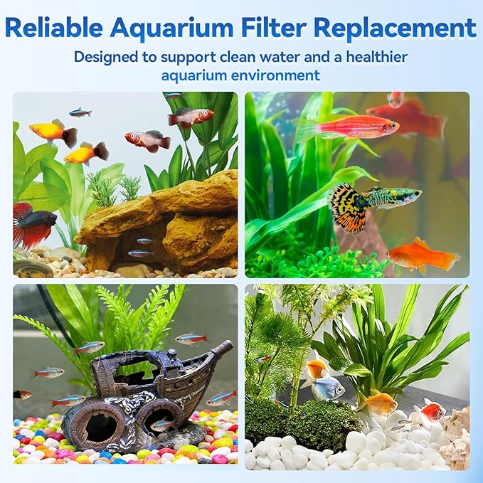 EF-S Filter Cartridges for EF-S Element and BF5 BETTAFLO, 3.7 x 2 Inch Aquarium Filter Cartridge Replacement for Small Fish Tanks (6 Packs)
