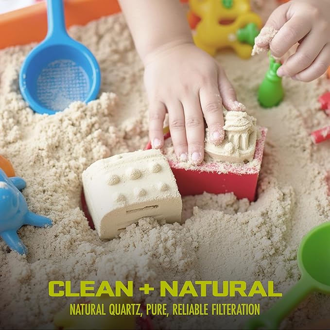 Sun Joe Ultra Fine Silica Play Sand for Sandboxes, Sensory Tables, Gardens, Weighted Toys & Aquariums, for Molding, Digging & Sculpting, 50 Pound Bucket, PLYSAND50-BKT