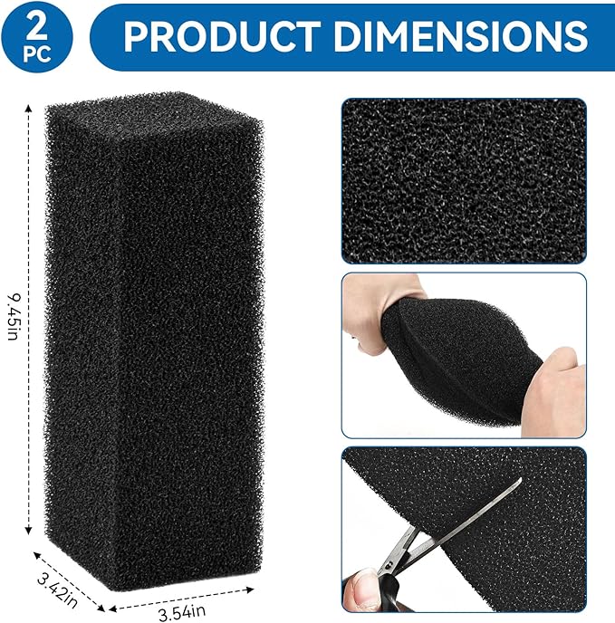 Aquarium Bio Sponge Fitler Media, Replacement Foam Insert Aquarium Filter Foam Sponges Fit For Fish Tanks, Ponds Filter, Sump, Canister, Power Filter - Fit For Ac 110 / 500 Filters, 30 PPI(2 PCS)