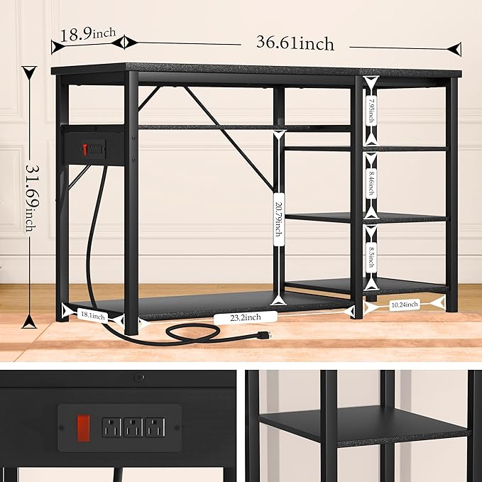 GRLEAF 40-50 Gallon Aquarium Stand: 900LB Capacity, Built-In Power Outlets, 3-Tier Shelves for Fish Tank Accessories Storage, Heavy-Duty Steel/Wood Hybrid for Fish & Reptile Tanks | Excludes Tank
