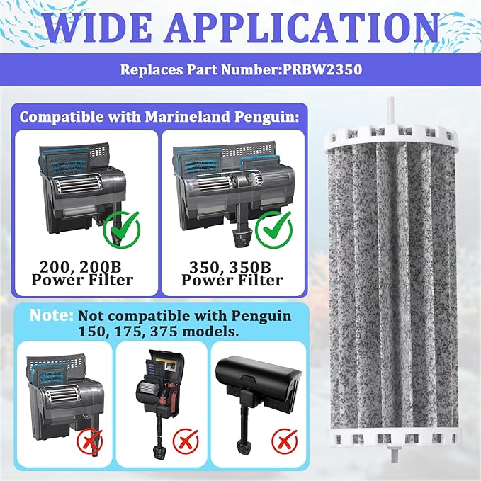 4PCS Aquarium Fish Tank Filters Compatible with Penguin 200 350 PRBW2350B, Penguin Bio-Wheel 200B 350B, Activated Carbon Aquarium Filter Cartridge Replacement, Hang-On Power Filter Replacement