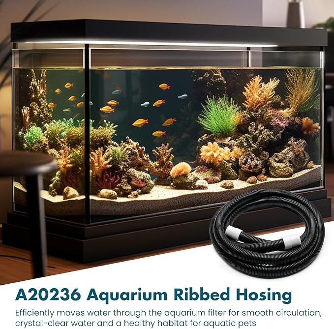 A20236 Ribbed Hosing Replacement for Fluval FX2/FX4/FX6 Canister Filters, 8.75 Ft Aquarium Tubing for Freshwater and Saltwater Aquariums