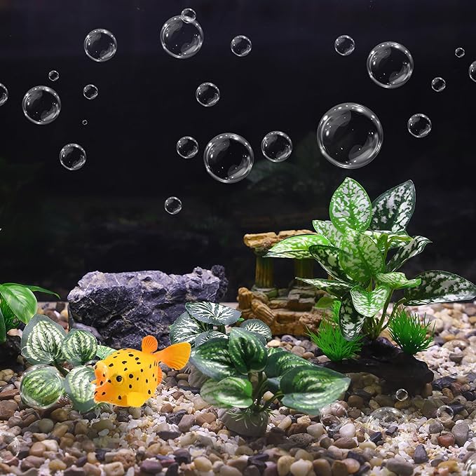 Aquarium Plastic Plants, Driftwood Betta Silk Plants, Silk Plants Aquarium Set Decorations, Silk Aquarium Plants for Betta Fish (Green, 5pcs)