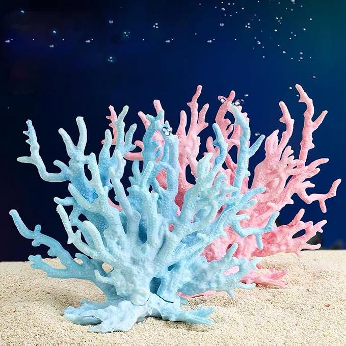 Besimple Artificial Aquarium Coral Ornament Plastic Fish Tank Plants Decoration for Aquarium Landscape (6.7”x5.5”x1.6”)