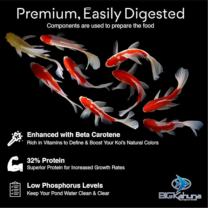 Big Kahuna Koi Fish Food for Ponds 45lbs - Koi Food for Pond Fish Food Pellets – 3/16-1/4 Floating Pond Pellet