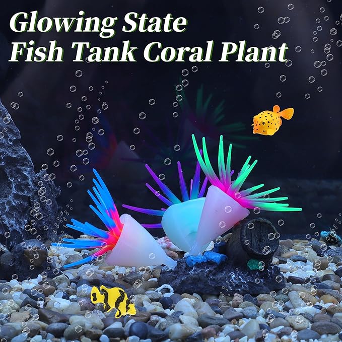 Fluorescent Aquarium Coral, Vibrant Glowing Effect, Fish Tank Decorations, Artificial Accessories, Purple, Blue