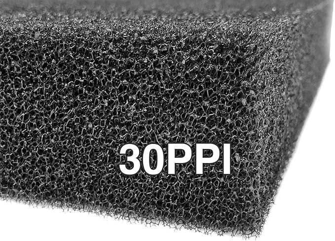 Wave Point Aquarium Filter Sponge Open Cell Foam Sheet Bio Sponge Filter Media Pad HMF Fish Tank Sump Divider 23" x 12.25" x 2" (Black 30PPI)