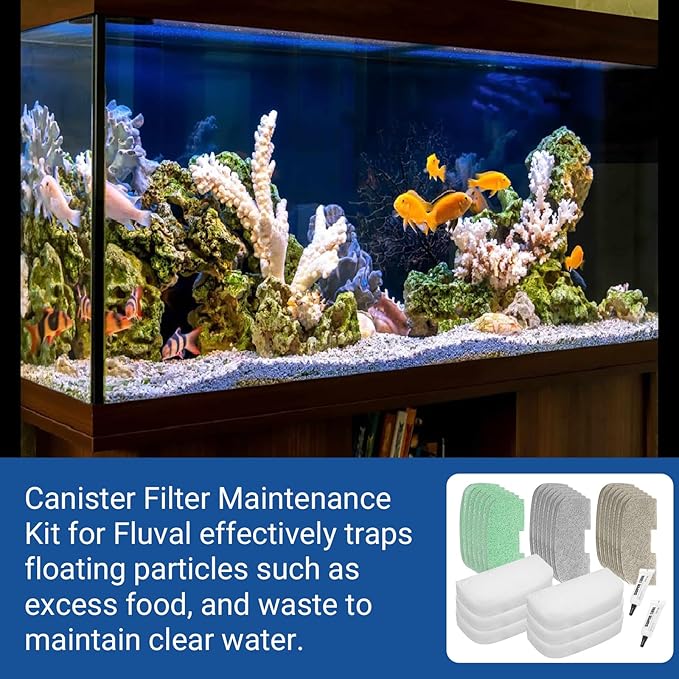 Canister Filter Maintenance Kit for Fluval 107 207 Canister Filter, Aquarium Filter Maintenance Kit 106 206 Pads