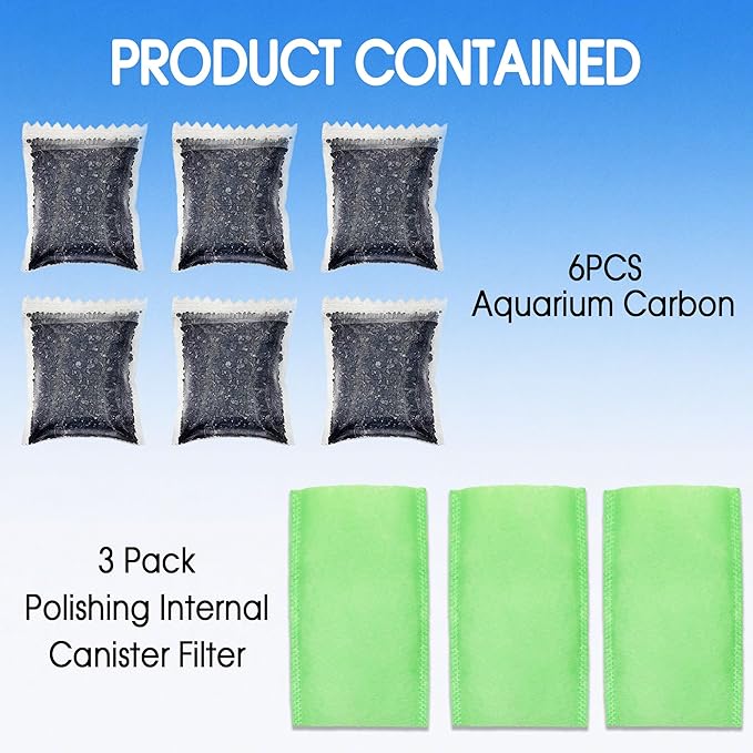 xcivi 9PCS Accessories Compatible with Marineland Magnum ML90770 Canister Filters, Media Filter Bags Activated Carbon, Polishing Internal Canister Filter for MarineLand Magnum Micron Cartridge PA0140