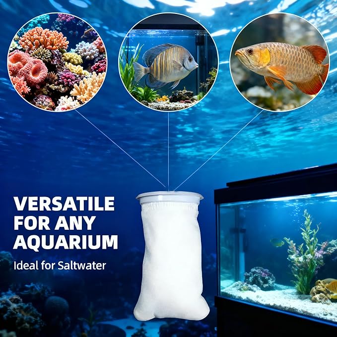 12 Pack 4 Inch Ring Filter Socks 200 Micron, 9.5" Short Aquarium Felt Filter Bags, Aquarium Filter Sock for Saltwater Aquarium, 4 Inch Filter Sock Replacement for Eshopps & for Aqueon Fish Tanks