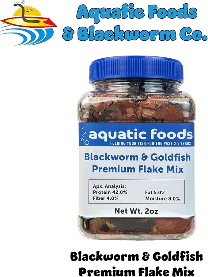 California Blackworm & Goldfish Mix Premium Flakes for Goldfish, Koi & Pond Fish, All Community Tropical Fish Also Pellet Mix, Wafer Mix Included…2oz