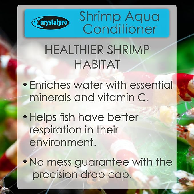 Crystalpro Shrimp Aqua Conditioner Treats 1250 Gallons - Concentrated Water Conditioner Neutralizes Chlorine and Ammonia (4.2 Oz-125 ml) for Freshwater Invertebrate Tanks – Caridina & Neocaridina