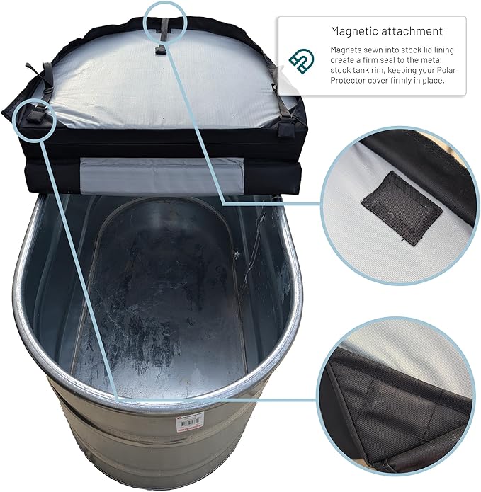 Polar Protector 2×2×6 Insulated Hard Cover for Galvanized Stock Tanks – Magnetic & Hinged Lid Design for Cold Plunge